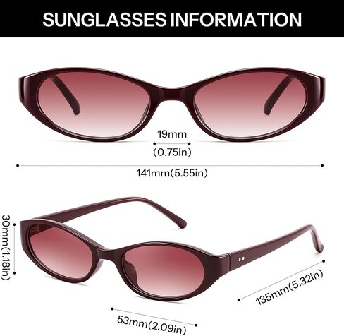 FEISEDY Retro Oval Womens Sunglasses, Trendy Cat Eye Skinny Chic Narrow Y2K 90s Small Sunnies B9177 in Kuwait