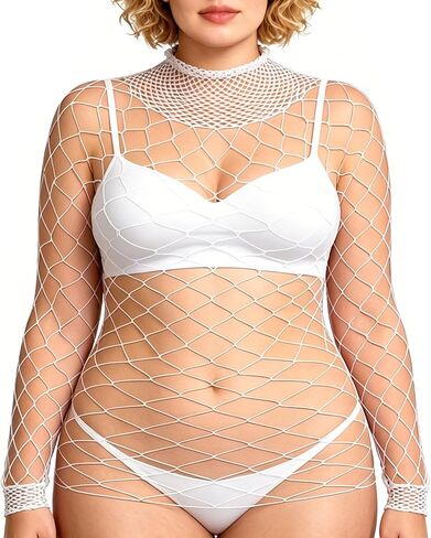 قمصان علوية شبكية مثيرة بمقاس كبير للنساء ذوات الجسم الممتلئ، قمصان بلوزة ضيقة شبكية قابلة للتمدد بأكمام طويلة in Kuwait