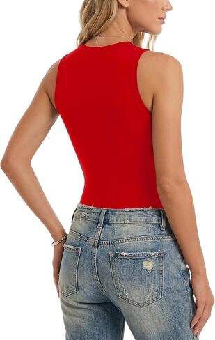 Women Crew Neck Thong Body Suit Sleeveless Racer Back Tank Tops Halter Bodysuit Sexy Summer Trendy Outfits 2026 in Saudi Arabia