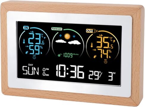 Srliya Digital Weather Clock, VA Color Screen with 2 Alarms Snooze Function Indoor Outdoor Temperature Humidity Forecast, for Home Office in Kuwait