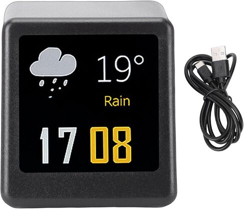 Mini Digital Clock, 1.54in IPS Screen Digital Clock, Weather Forecast with Temperature Humidity Display, Ideal for Home Office Car GIF Photo Album Customization, 240x240 in Kuwait