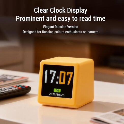 Russian WiFi Desktop Weather Clock, Smart Digital Mini Desktop Alarm Clock with Humidity Temperatures Calendar Display for Office Home Decor Plastic 1.77x1.38x1.57in in Kuwait
