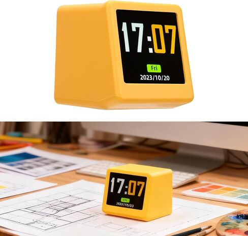 Russian WiFi Desktop Weather Clock, Smart Digital Mini Desktop Alarm Clock with Humidity Temperatures Calendar Display for Office Home Decor Plastic 1.77x1.38x1.57in in Kuwait