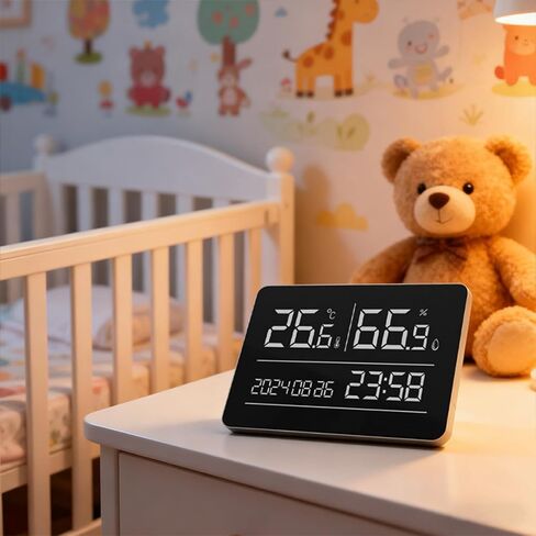High Precise Digital Wall Clock with Temperature Humidness Monitor Calendar Display Quiet Operations for Home Use in Kuwait
