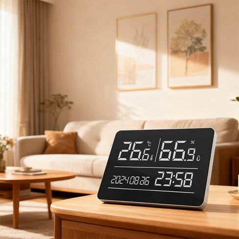 High Precise Digital Wall Clock with Temperature Humidness Monitor Calendar Display Quiet Operations for Home Use in Kuwait