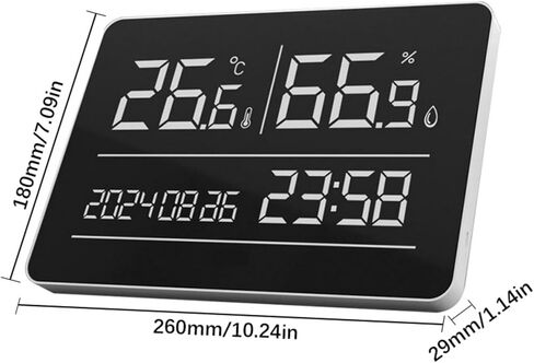 High Precise Digital Wall Clock with Temperature Humidness Monitor Calendar Display Quiet Operations for Home Use in Kuwait