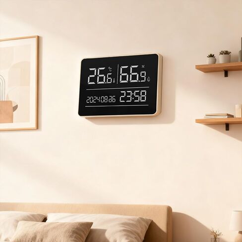 High Precise Digital Wall Clock with Temperature Humidness Monitor Calendar Display Quiet Operations for Home Use in Kuwait