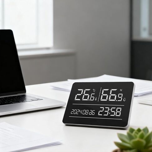 High Precise Digital Wall Clock with Temperature Humidness Monitor Calendar Display Quiet Operations for Home Use in Kuwait