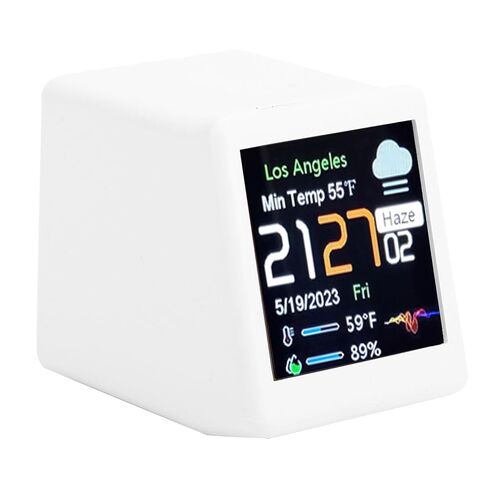 Smart Electronic Clock, LCD Digital Display Calendar Temperature Weather Forecast Station, Networking Station, Ideal for Desktop, Home, Office (Black) in Kuwait