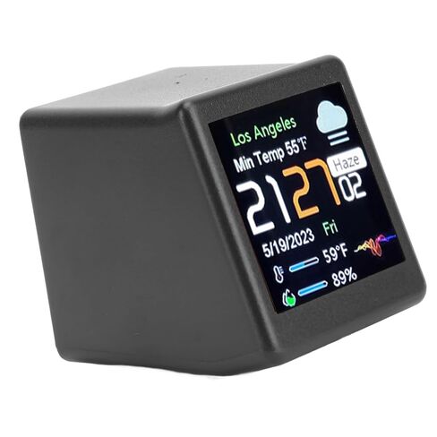 Smart Electronic Clock, LCD Digital Display Calendar Temperature Weather Forecast Station, Networking Station, Ideal for Desktop, Home, Office (Black) in Kuwait
