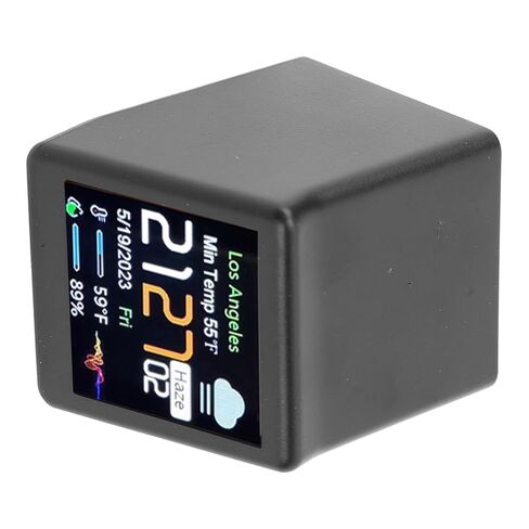 Smart Electronic Clock, LCD Digital Display Calendar Temperature Weather Forecast Station, Networking Station, Ideal for Desktop, Home, Office (Black) in Kuwait