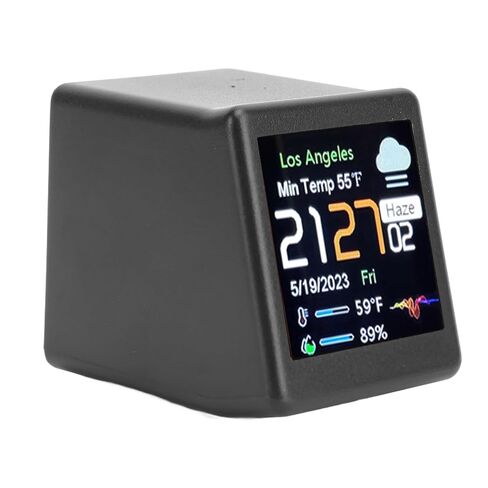 Smart Electronic Clock, LCD Digital Display Calendar Temperature Weather Forecast Station, Networking Station, Ideal for Desktop, Home, Office (Black) in Kuwait