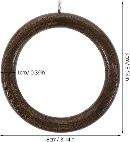 BESPORTBLE Wooden Curtain Rings with Metal Clips, Round Decorative Drapery Rings for Roman Rod, Coffee Color, 6pcs Bathroom and Window Curtain Accessories in Kuwait