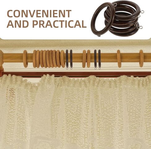 BESPORTBLE Wooden Curtain Rings with Metal Clips, Round Decorative Drapery Rings for Roman Rod, Coffee Color, 6pcs Bathroom and Window Curtain Accessories in Kuwait