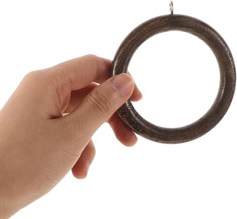 BESPORTBLE Wooden Curtain Rings with Metal Clips, Round Decorative Drapery Rings for Roman Rod, Coffee Color, 6pcs Bathroom and Window Curtain Accessories in Kuwait