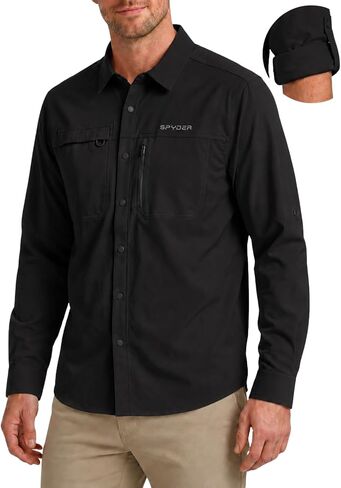 Spyder Fishing Shirts for Men Long Sleeve - UV Sun Protection UPF 50+ Button Down SPF Shirt for Outdoor, Hiking, Camping in Saudi Arabia