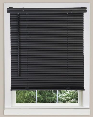 Classic Touch Cordless 1" Light Filtering Mini Blind, 36" Wide x 64" Long, Black in Saudi Arabia