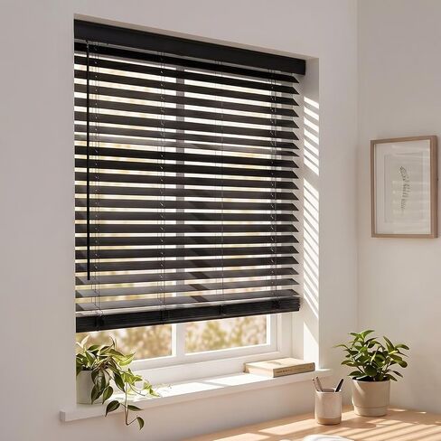 2" Cordless Real Basswood Wood Blinds for Indoor Windows, 23" W x 48" H | Easy Install Horizontal Venetian Blinds with Tilt Wand, Light Filtering & Privacy Control, Child & Pet Safe Window Blind in Saudi Arabia