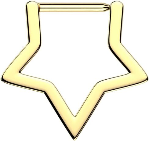 Pierced Owl 16-18GA ASTM F-136 Implant Grade Titanium Star Shaped Clicker Ring in Kuwait