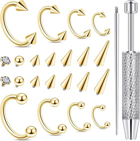 16G Horseshoe Septum Nose Ring Piercing Jewelry Surgical Steel Internal Threaded CZ Ball Spike Lip Ring Cartilage Earring Hoops Piercing for Women Men Silver Black Gold 6MM 8MM 10MM 12MM in Saudi Arabia
