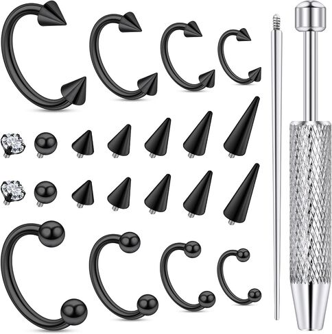 16G حدوة الحصان الحاجز الأنف الدائري ثقب المجوهرات الجراحية الصلب الداخلي الخيوط تشيكوسلوفاكيا الكرة سبايك الشفاه الدائري الغضروف القرط الأطواق ثقب للنساء الرجال الفضة الأسود الذهب 6 مللي متر 8 مللي متر 10 مللي متر 12 مللي متر in Kuwait