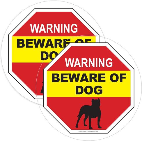 ZOCO – Beware of Dog Window Clings (2-Pack) – 5-Inch Round Vinyl Decals for Glass Doors & Windows – Easy to Apply, Reuse & Remove – Bold Warning Sign for Home or Business in Kuwait