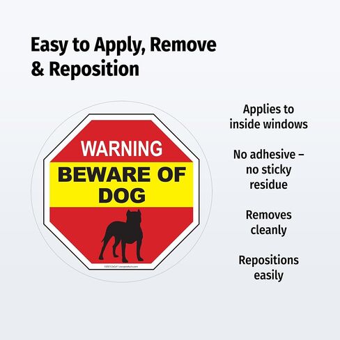 ZOCO – Beware of Dog Window Clings (2-Pack) – 5-Inch Round Vinyl Decals for Glass Doors & Windows – Easy to Apply, Reuse & Remove – Bold Warning Sign for Home or Business in Kuwait