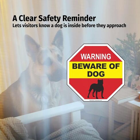 ZOCO – Beware of Dog Window Clings (2-Pack) – 5-Inch Round Vinyl Decals for Glass Doors & Windows – Easy to Apply, Reuse & Remove – Bold Warning Sign for Home or Business in Kuwait