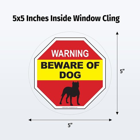 ZOCO – Beware of Dog Window Clings (2-Pack) – 5-Inch Round Vinyl Decals for Glass Doors & Windows – Easy to Apply, Reuse & Remove – Bold Warning Sign for Home or Business in Kuwait