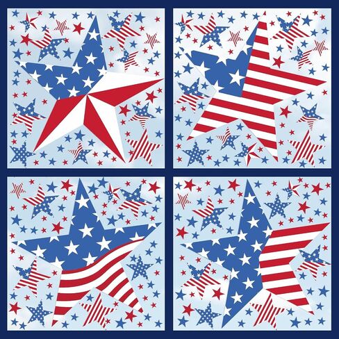 AmazingSpark 4 Pcs 4th of July Large Window Clings Patriotic Decorations Red White Blue Flag Star American Double Sided Window Art Decals for USA Independence Glass Mirror Supplies in Kuwait