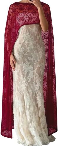 Women Chiffon Shawl Wrap Sheer Mesh Asymmetrical Flowy Cape Cover Up Poncho Top Elegant Bridal Capelets in Kuwait