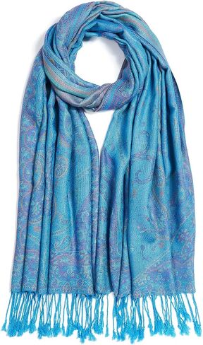 QIUTIMIY Floral Pashmina Wrap Paisley Shawl Women Reversible Vintage Jacquard Pashmina Shawl Wrap with Fringe Rave Scarf in Saudi Arabia