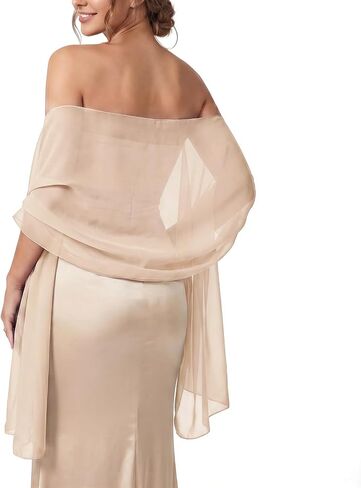 Rbenxia Women Chiffon Shawls and Wraps for Evening Dress Elegant Soft Sheer Scarf Wedding Bridal Scarf Formal Dress Cover UP in Kuwait