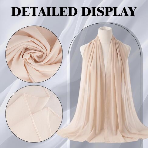 Rbenxia Women Chiffon Shawls and Wraps for Evening Dress Elegant Soft Sheer Scarf Wedding Bridal Scarf Formal Dress Cover UP in Kuwait