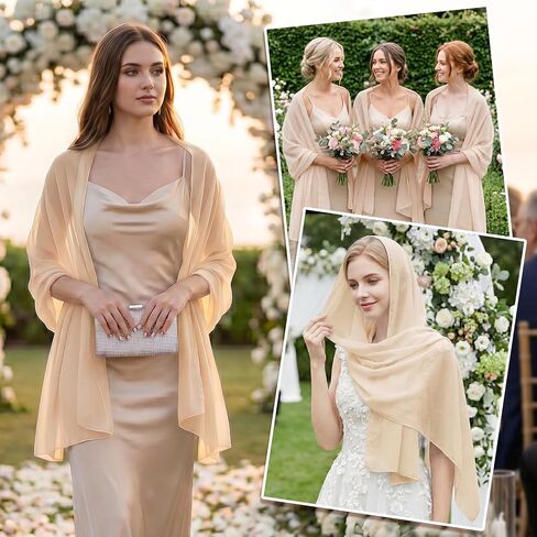 Rbenxia Women Chiffon Shawls and Wraps for Evening Dress Elegant Soft Sheer Scarf Wedding Bridal Scarf Formal Dress Cover UP in Kuwait