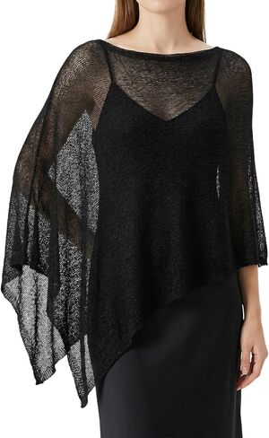 Women Sheer Poncho Top Knit Crochet Shrug Summer Mesh Beach Cover Up Lightweight Sun Protection Shawl in Kuwait