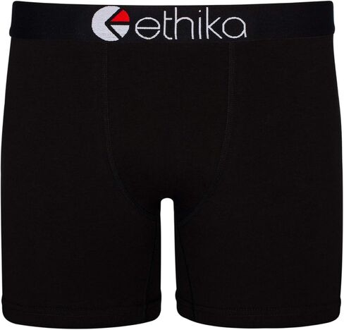 سروال داخلي رجالي متوسط ​​الطول من Ethika، طول ممتد، يتمدد في 4 اتجاهات مع حزام خصر مميز - أسود (BLK,S) in Kuwait