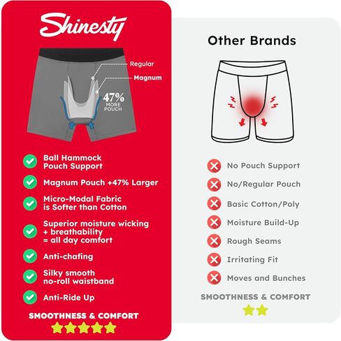 Shinesty Magnum Ball Hammock Boxer موجز 47٪ أكبر الحقيبة، داعمة، تنفس، مكافحة الغضب الحقيبة الملابس الداخلية للرجال مع الذبابة in Kuwait