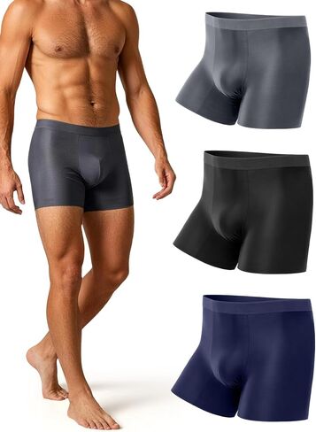TRENDOUX Men's Breathable Underwear, Cool No-Ride-Up Stretch Boxer Briefs for Men, 3D Pouch Moisture Wicking Quick dry 3 Pack in Saudi Arabia