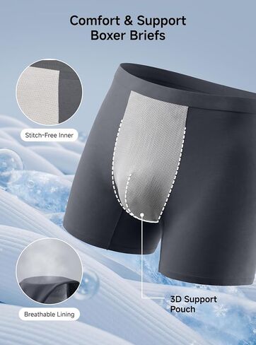 TRENDOUX Men's Breathable Underwear, Cool No-Ride-Up Stretch Boxer Briefs for Men, 3D Pouch Moisture Wicking Quick dry 3 Pack in Saudi Arabia