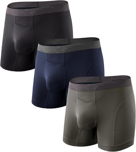 Arjen Kroos Men's Compression Boxer Briefs 3 Pack with Athletic Open Fly Pouch-Premium Quick Dry Silky 5.5" Inseam Underwear in Kuwait