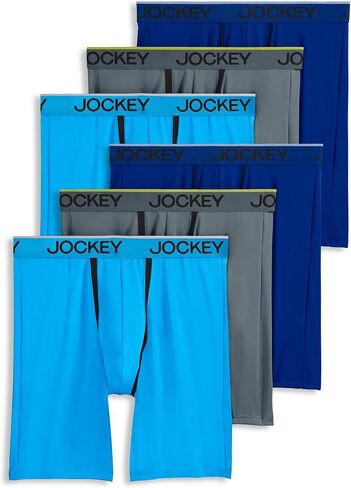 Jockey Men's Underwear Chafe Proof Pouch Microfiber 8.5" Long Leg Boxer Brief - 6 Pack in Kuwait