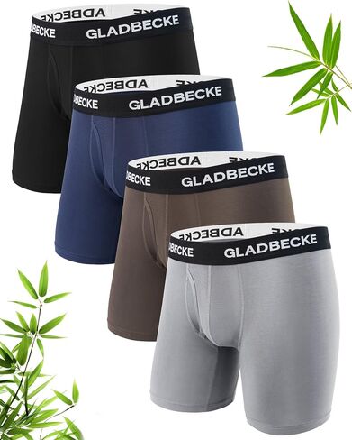 Mens Underwear Bamboo Rayon Breathable Boxer Briefs with Fly, No Riding Up & Moisture-Wicking Boxers for Men 4 pack in Saudi Arabia
