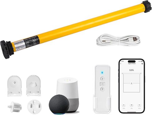 AM25 Zigbee Smart Blinds Motor for 1.5" Shade Tube, Type-C Rechargeable Window Shade Motor, 10 lbs Load Capacity, DIY Motorized Zebra/Roman/Roller Blinds, Compatible with Alexa & Google Home in Saudi Arabia