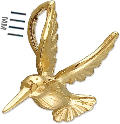 14K Solid Gold 3D Hummingbird Charm Slide in Saudi Arabia