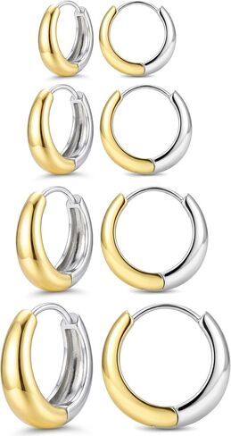 Earrings Small Gold Silver Huggie Hoop Earrings Set for Women in Kuwait