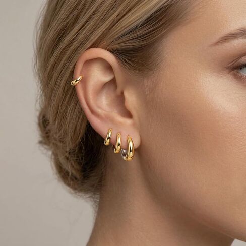 Earrings Small Gold Silver Huggie Hoop Earrings Set for Women in Kuwait