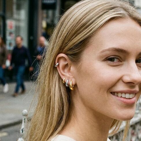 Earrings Small Gold Silver Huggie Hoop Earrings Set for Women in Kuwait