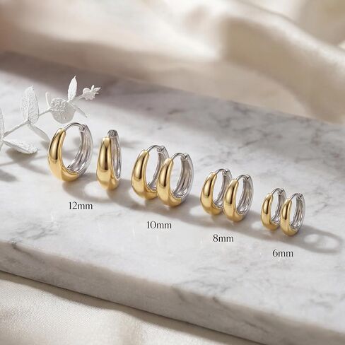 Earrings Small Gold Silver Huggie Hoop Earrings Set for Women in Kuwait