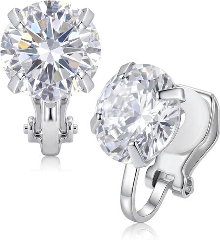 Clip on Earrings Women, Cubic Zirconia Clip on Earrings, Hypoallergenic Comfortable Non Pierced Stud Earrings for Wedding Party in Saudi Arabia